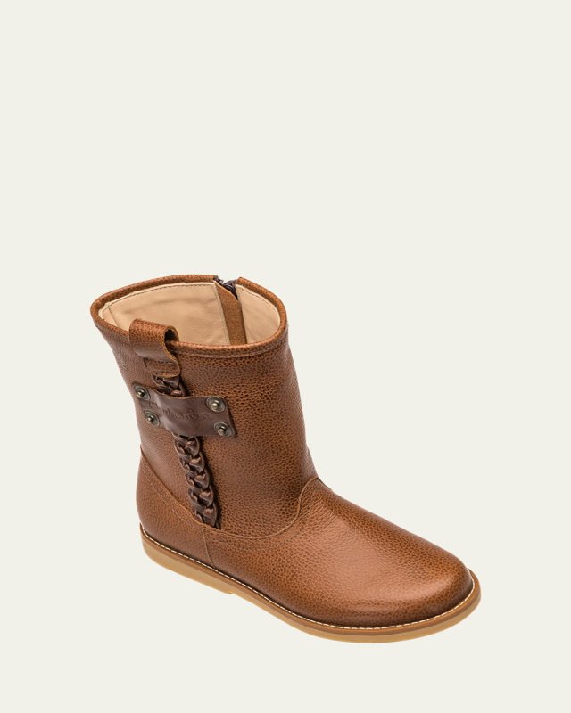 Girl's Weaved Calfskin Boots, Baby/Toddler/Kids